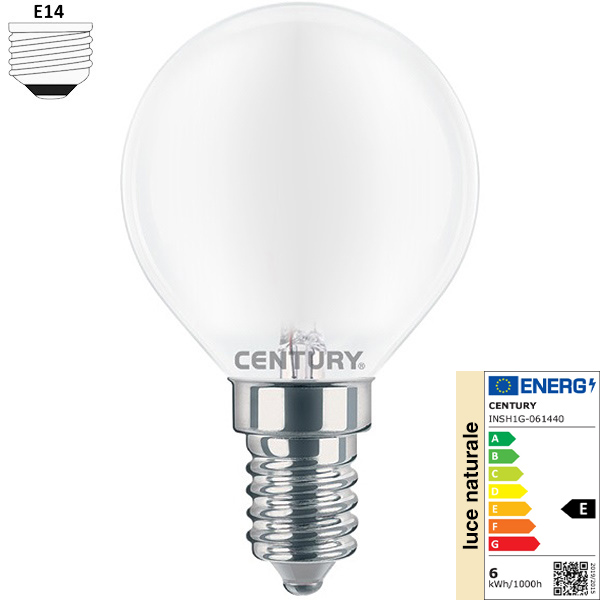 Century Lampadina LED Incanto Mini Globo Saten 230V 6W E14 4000K 806LM - CENTURY ITALIA - Immagine 1