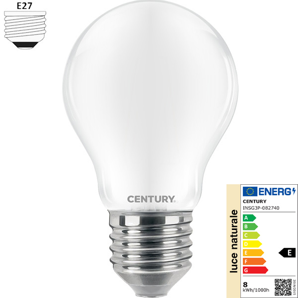 Century Lampadina LED Incanto Saten Goccia 230V 8W E27 4000K 1055LM - CENTURY ITALIA - Immagine 1