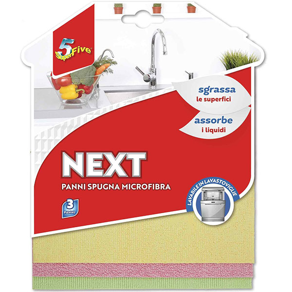 Superfive Panno Spugna NEXT Confezione da PZ.3 - SUPERFIVE