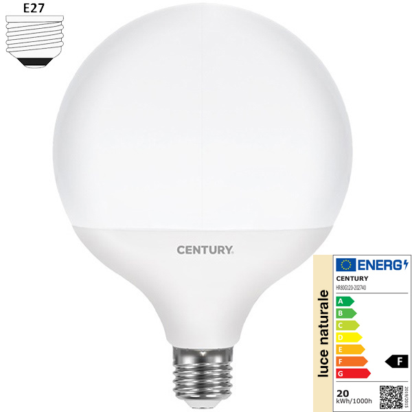 Century Lampadina LED Harmony 80 Globo G120 230V 20W E27 4000K 2100LM - CENTURY ITALIA - Immagine 1