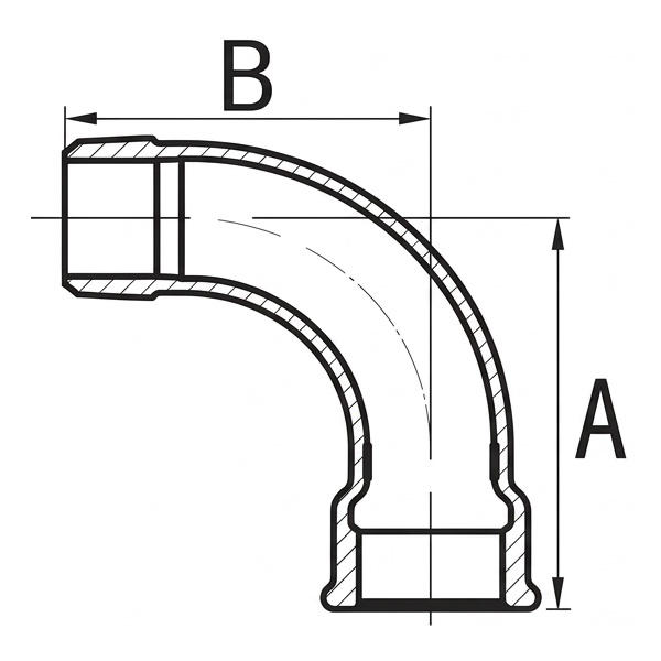 GT Comis ART. 1200 Curva in Ghisa a 90° Maschio/FEMMINA - G.T. COMIS - Immagine 2
