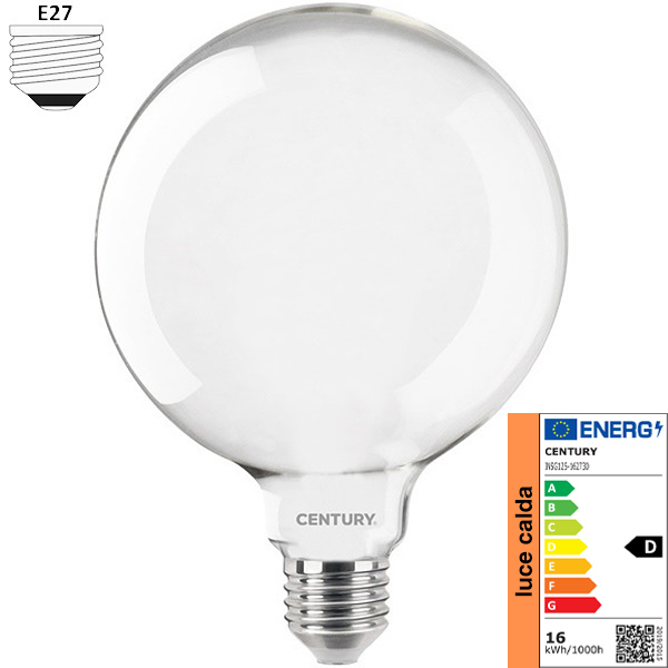 Century Lampadina LED Incanto Saten Globo G125 230V 16W E27 3000K 2300LM - CENTURY ITALIA - Immagine 1