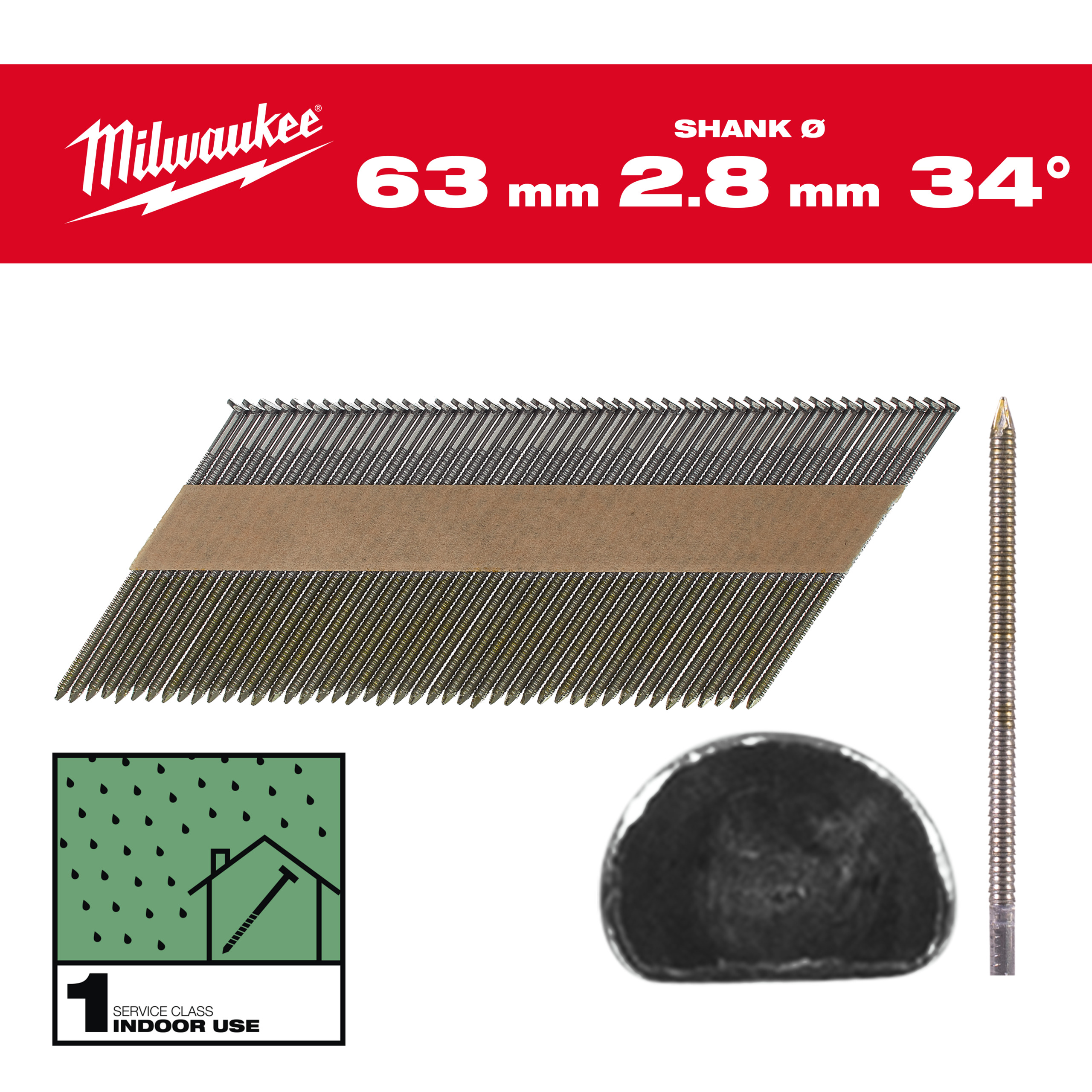 Milwaukee Chiodi a Mezza Testa Zigrinati per Chiodatrice M18FFN - MILWAUKEE - Immagine 4