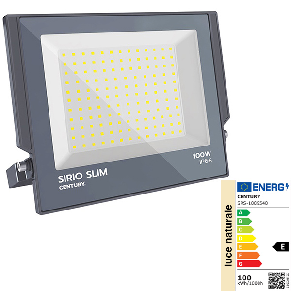 Century Proiettore LED Sirio Slim 230V IP66 Grigio - CENTURY ITALIA - Immagine 2