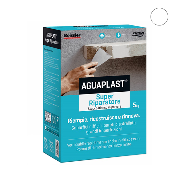 Aguaplast Super Riparatore Stucco in Polvere Bianco KG 5 - AGUAPLAST