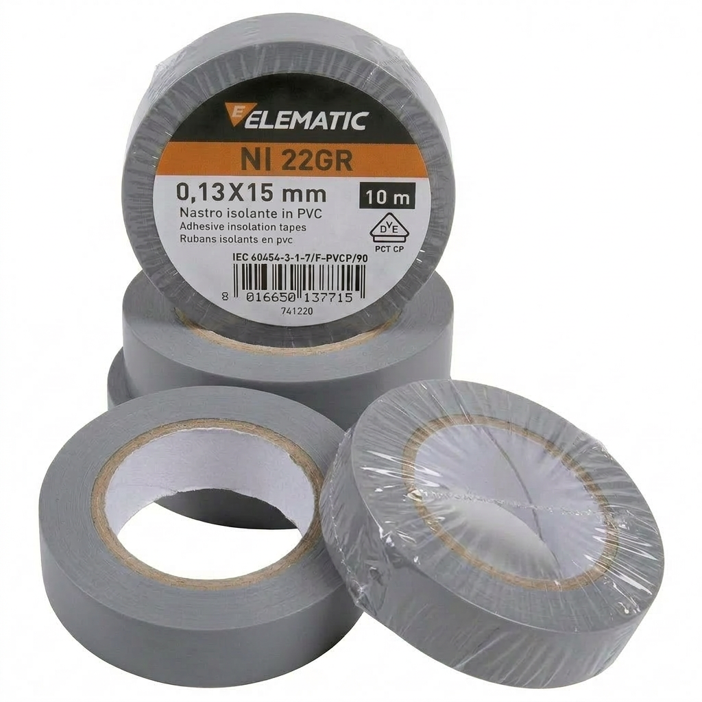 Elematic Nastro Isolante in PVC MM19X25MT Colore Grigio - ELEMATIC