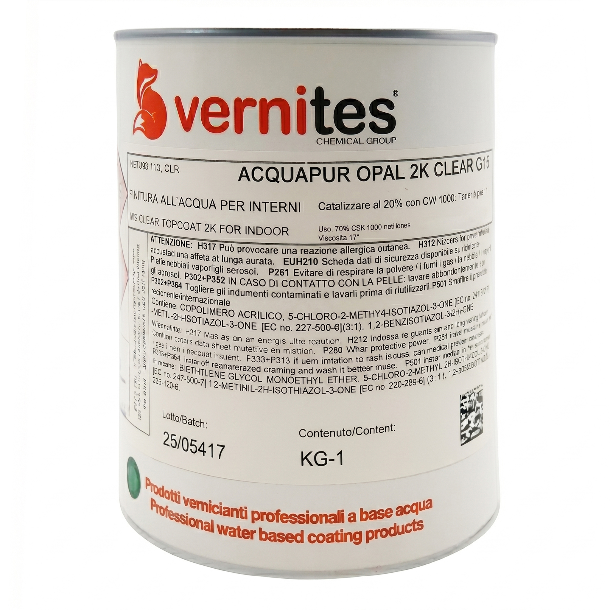 Vernites Acquapur Opal 2K Clear G15 Finitura Bicomponente KG1