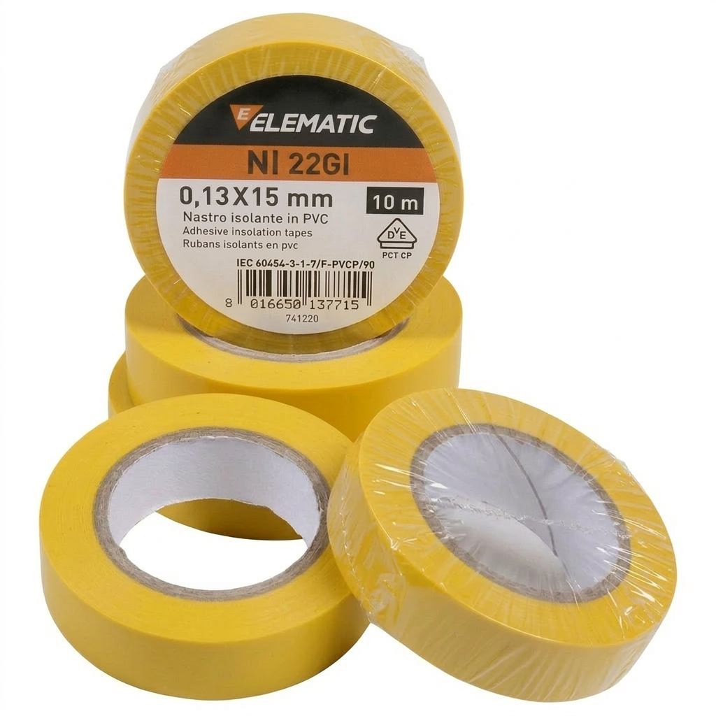 Elematic Nastro Isolante in PVC MM19X25MT Colore Giallo - ELEMATIC