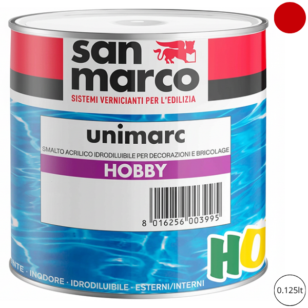 SAN Marco Unimarc Hobby Smalto Acrilico Rosso Vivo LT 0,125 - SAN MARCO - Immagine 1