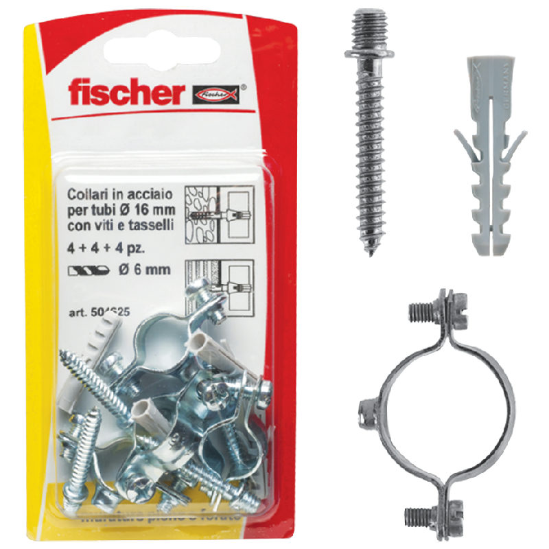 Fischer Blister Collari Fissatubi con Tasselli e Viti D.MM16 K PZ4 - FISCHER - Immagine 1