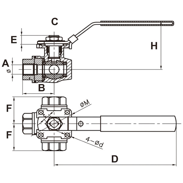 GT Comis ART. 1009 Valvola a Sfera a 3 VIE a L in Acciaio INOX Aisi 316 con Leva - G.T. COMIS - Immagine 2