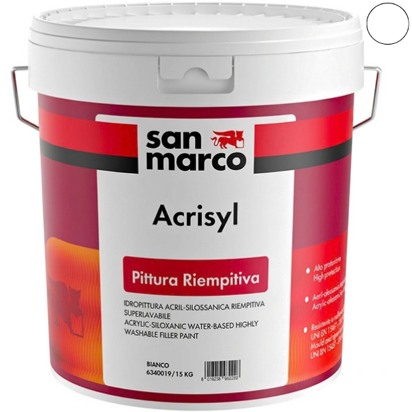 SAN Marco Acrisyl Pittura Riempitiva Bianco Superlavabile per Esterni - SAN MARCO