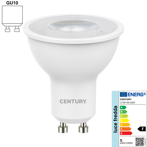 Century Faretto Spot LED LEXAR38 230V 5W Attacco GU10 6000K 380LM - CENTURY ITALIA - Immagine 1