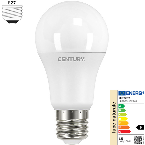 Century Lampadina LED Harmony 80 Goccia A65 230V 15W E27 4000K 1521LM - CENTURY ITALIA - Immagine 1