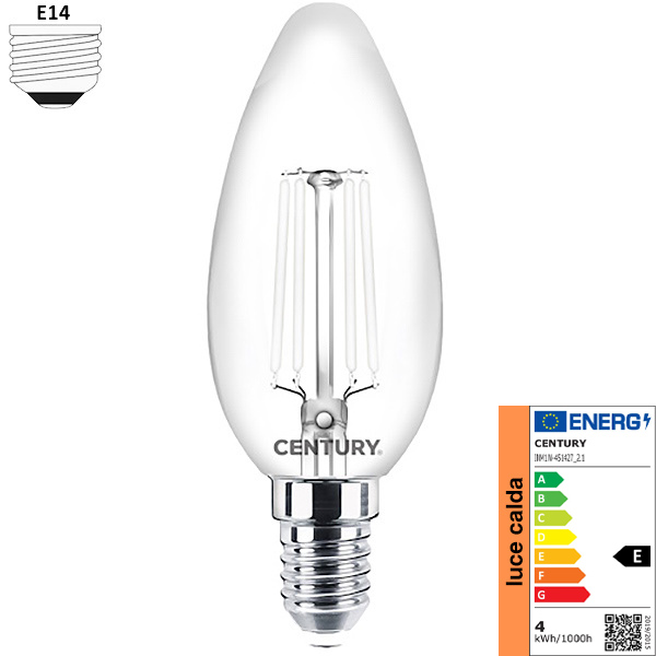 Century Lampadina LED Incanto White Oliva 230V 4,5W E14 2700K 470LM - CENTURY ITALIA - Immagine 3