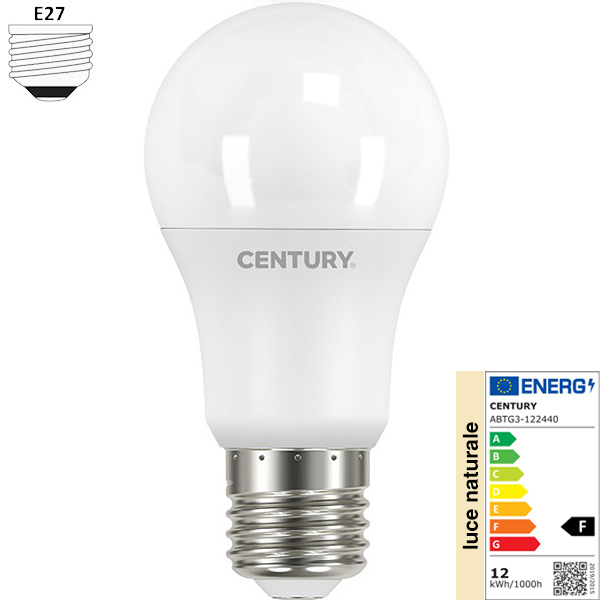 Century Lampadina LED Aria Goccia A60 12-24V 12W E27 4000K 1280LM - CENTURY ITALIA - Immagine 2