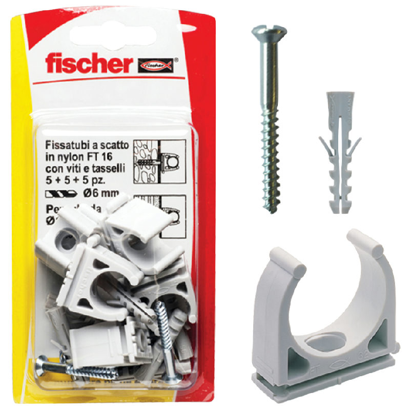 Fischer Blister Fissatubi a Scatto in Nylon con Viti e Tasselli FT - FISCHER - Immagine 5
