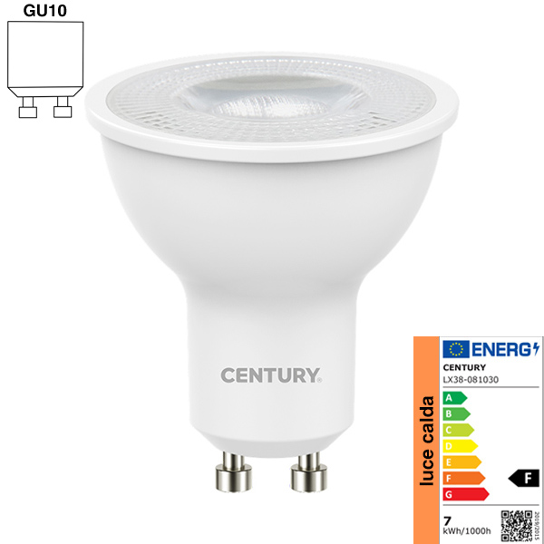 Century Faretto Spot LED LEXAR38 230V 6,5W Attacco GU10 3000K 500LM - CENTURY ITALIA - Immagine 1