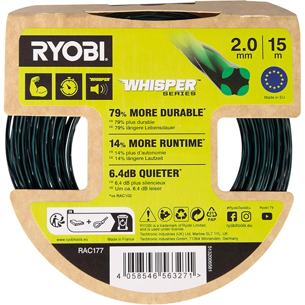 Ryobi Filo per Decespugliatore MOD. RAC177 D.MM 2,0 X 15 MT - RYOBI - Immagine 2