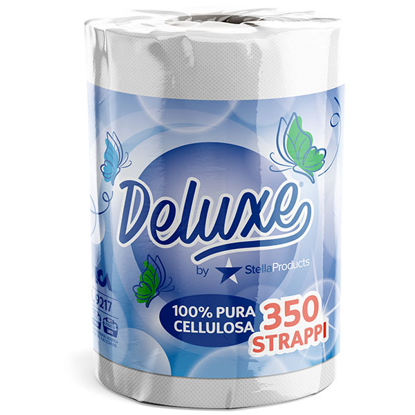 Bobina Carta DELUXE in Pura Cellulosa 350 Strappi CONF.DA 1 Rotolo