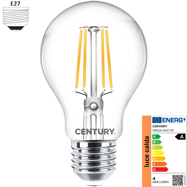 Century Lampadina LED Incanto + Goccia 230V 3,8W E27 3000K 806LM - CENTURY ITALIA - Immagine 1