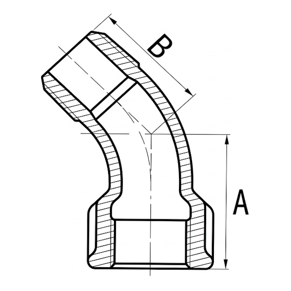 GT Comis ART. 1206 Curva in Ghisa a 45° Maschio/FEMMINA - G.T. COMIS - Immagine 2