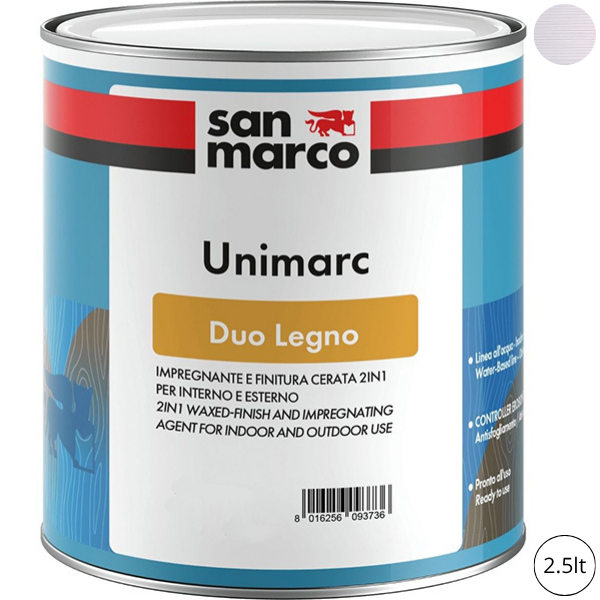 SAN Marco Unimarc DUO Impregnante/FINITURA Legno Betulla Bianca LT 2,5 - SAN MARCO - Immagine 1