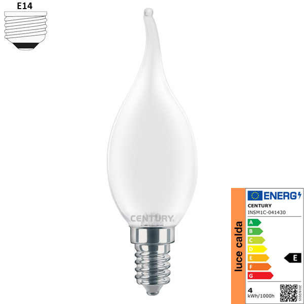Century Lampadina LED Incanto Colpo di Vento 230V 4W E14 3000K 470LM - CENTURY ITALIA - Immagine 2