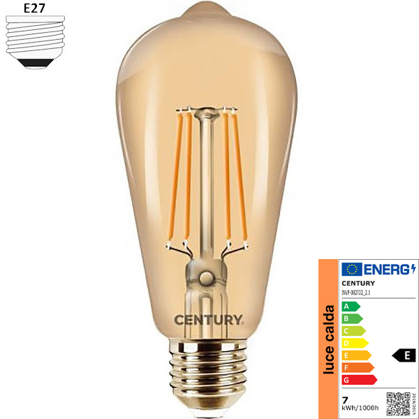 Century Lampadina LED Incanto Epoca Edison 230V 8W E27 2200K 806LM - CENTURY ITALIA - Immagine 2