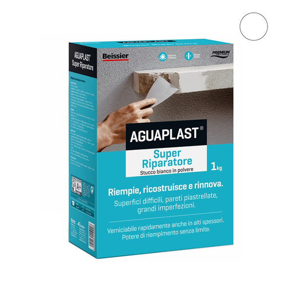Aguaplast Super Riparatore Stucco in Polvere Bianco KG 1 - AGUAPLAST