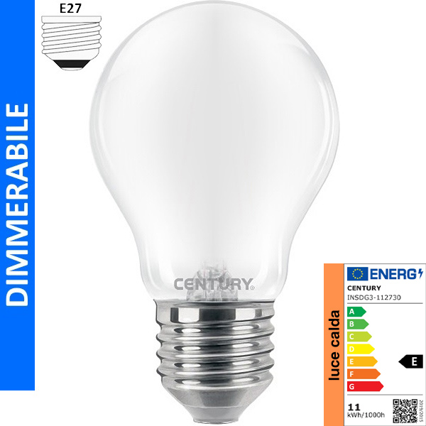 Century Lampadina LED Incanto Saten Goccia DIM.230V 11W E27 3000K 1450LM - CENTURY ITALIA