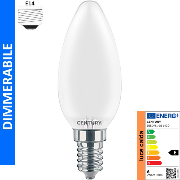 Century Lampadina LED Incanto Saten Dimmerabile 230V E14 IP20 - CENTURY ITALIA - Immagine 4