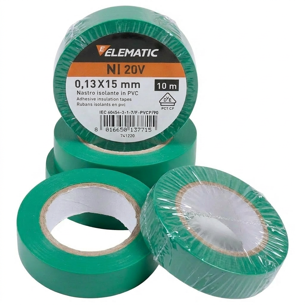 Elematic Nastro Isolante in PVC MM15X10MT Colore Verde - ELEMATIC