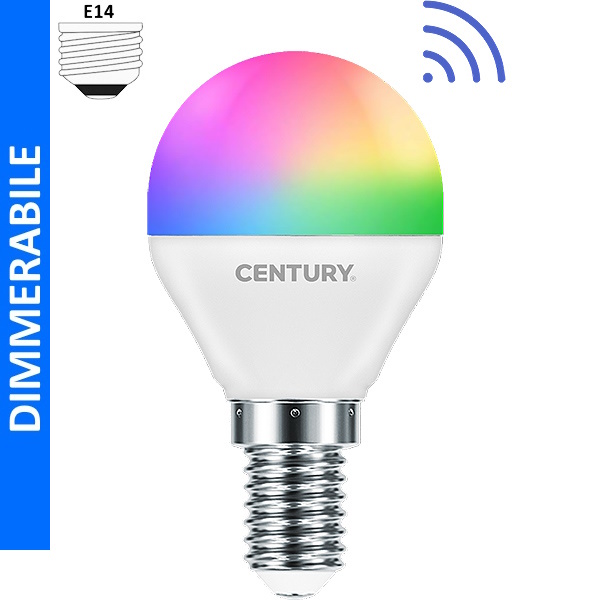 Century Lampadina LED Smart Wifi G45 230V 6W E14 RGB+3000K-6500K 470LM - CENTURY ITALIA