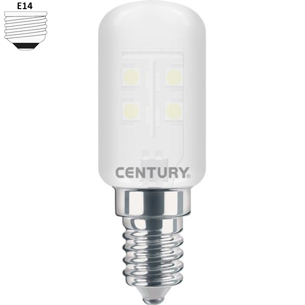 Century Lampadina LED Tubolare per Frigo 230V 1,8W E14 5000K 130LM