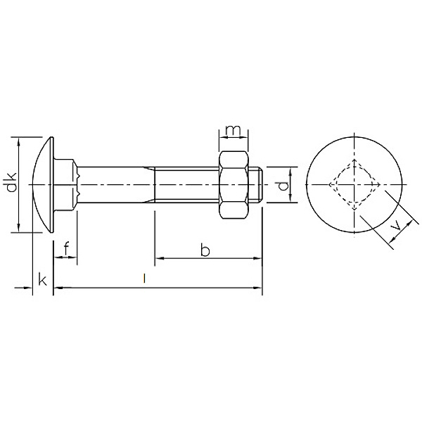 Bullone a Testa Tonda Quadro Sottotesta e Dado 4.8 UNI 5732 DIN 603 Zincato Bianco - RENAUDO PRO - Immagine 2