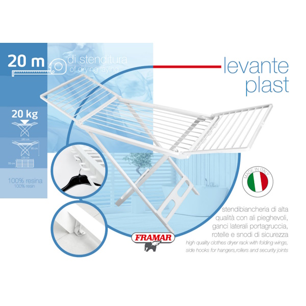 Jumbo Stendibiancheria a Cavalletto in Resina MOD. Levante Bianco 20 - JUMBO