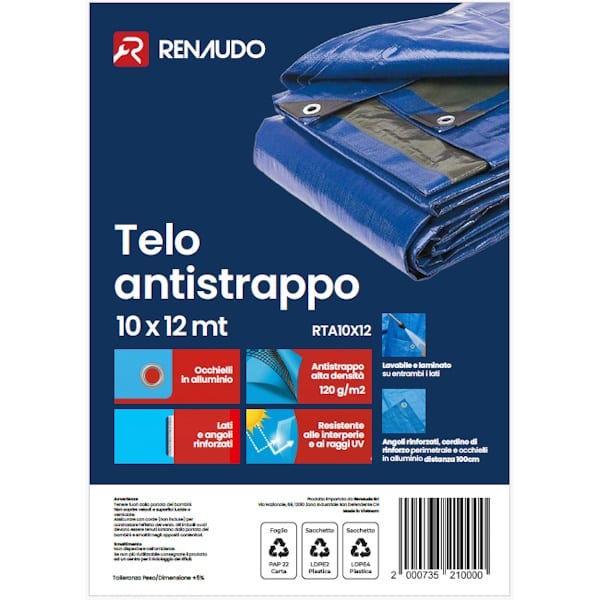 Renaudo Telo Antistrappo Occhiellato BLU/VERDE GR/MQ120