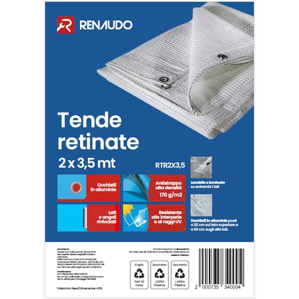 Renaudo Tenda Retinata Trasparente Occhiellata Antistrappo - RENAUDO - Immagine 4