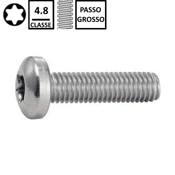 Vite Testa Cilindrica (TC) TORX Classe 4.8 Zincata Bianca UNI 7687 - RENAUDO PRO